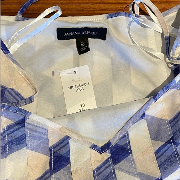 Banana Republic Plaid A-Line Slip Pleated Dress, 10 tall, NWT - Picture 7 of 8